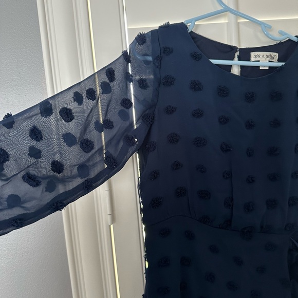 Girls navy chiffon polka dot dress Ava & Yelly - Picture 2 of 6